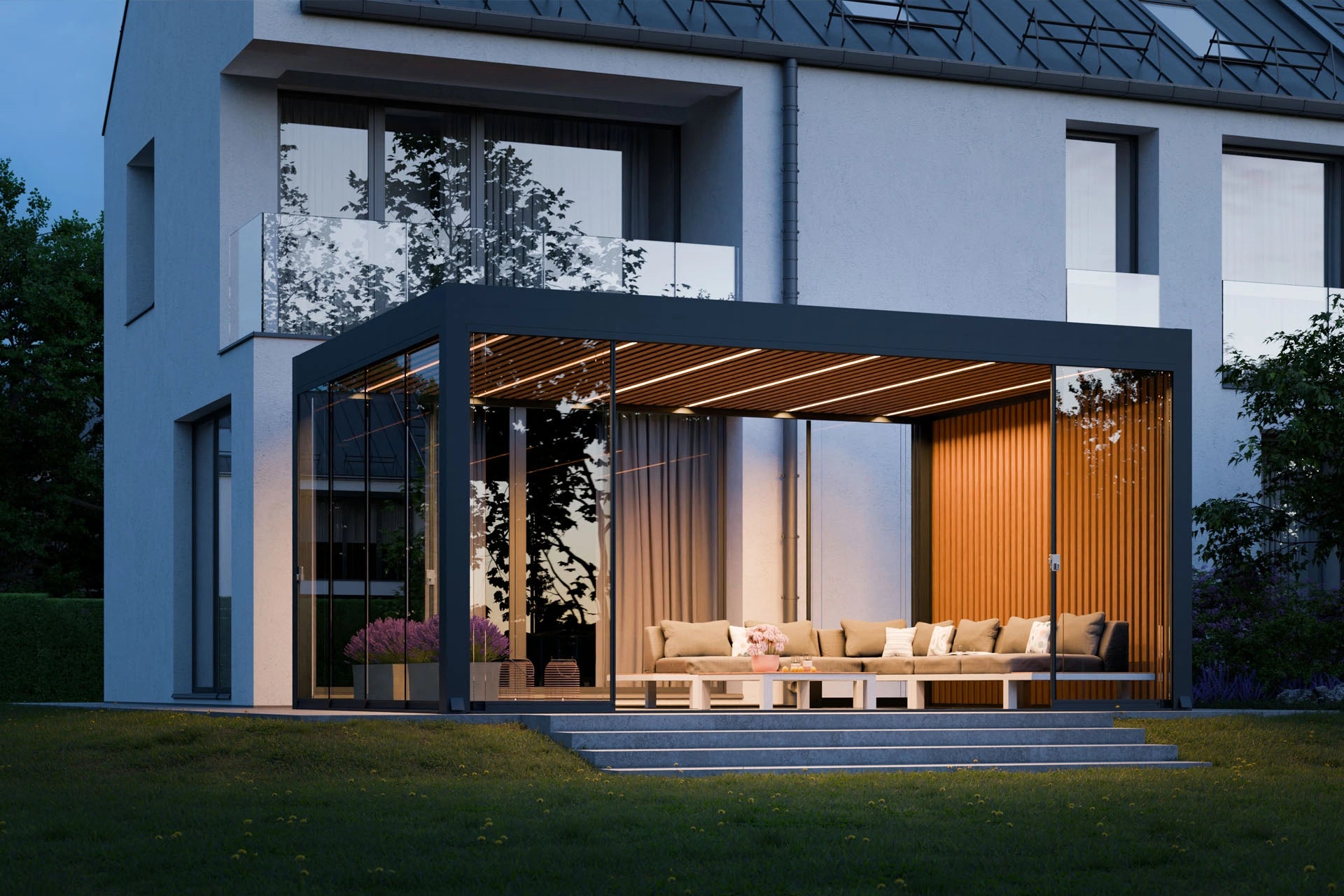 Fix Terrassenüberdachung mit festem Dach